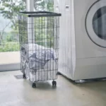 Yamazaki TOWER Laundry Basket with Casters, Black, Detail View 8 | One Horizon