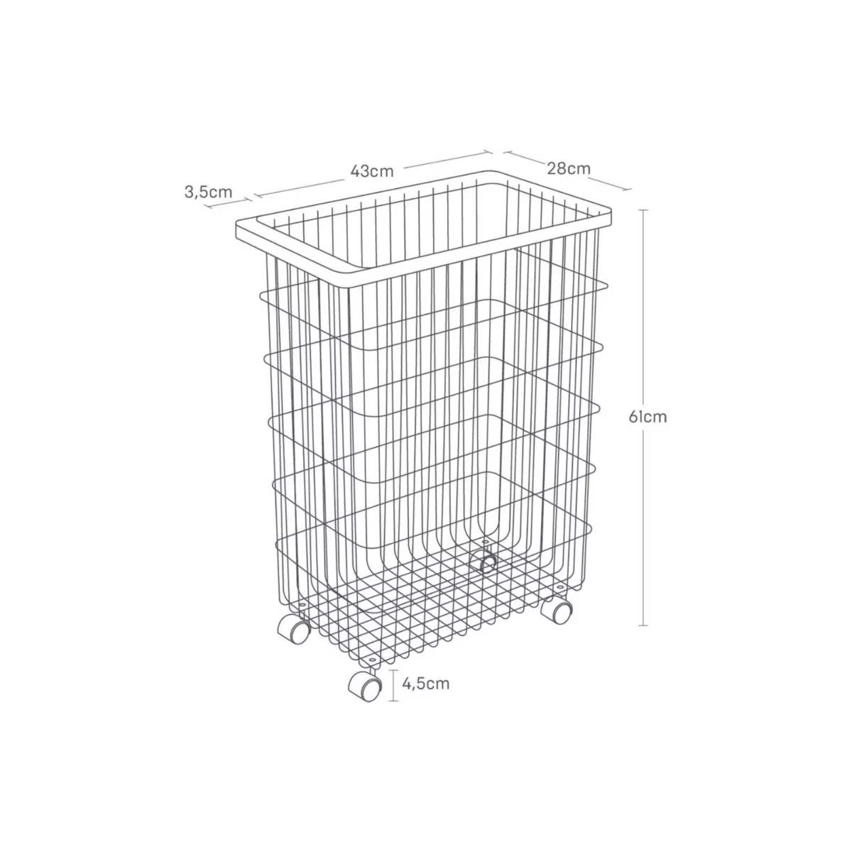 Yamazaki TOWER Laundry Basket with Casters, Black, Detail View 11 | One Horizon