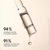 Infographie sur le Collagen Booster de BABOR avec ampoule à goutte-à-goutte : 94 % constatent une peau plus ferme, 91 % une peau immédiatement plus lisse