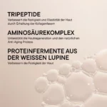 Infografik Wirkstoffe BABOR Collagen Booster: Tripeptide, Aminosäurekomplex und Proteinfermente aus Lupine