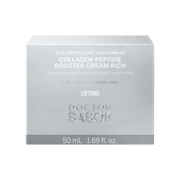 Faltschachtel der BABOR Collagen-Peptide Booster Cream Rich 50 ml mit 13 % Peptide Plant Lipid Complex