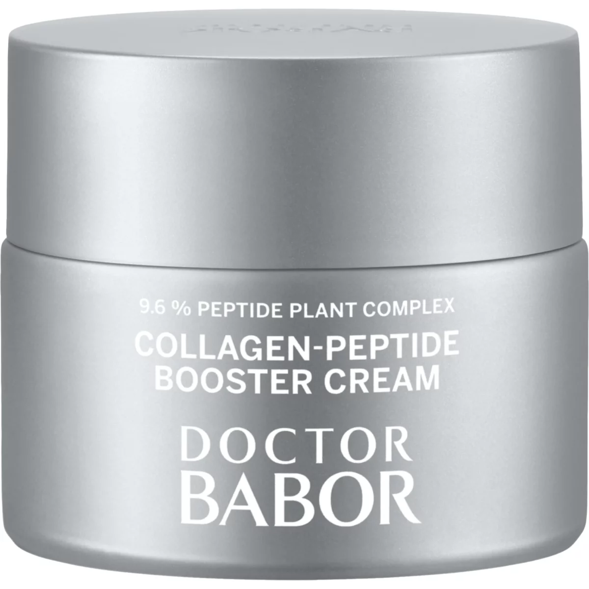 BABOR Collagen-Peptide Booster Cream im silbernen 50-ml-Tiegel der Linie DOCTOR BABOR Lifting, Vorderseite