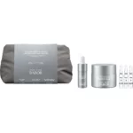 Set-Inhalt der BABOR Collagen-Peptide Routine: Kosmetiktasche, Derma Filler Serum, Booster Cream und drei Ampullen