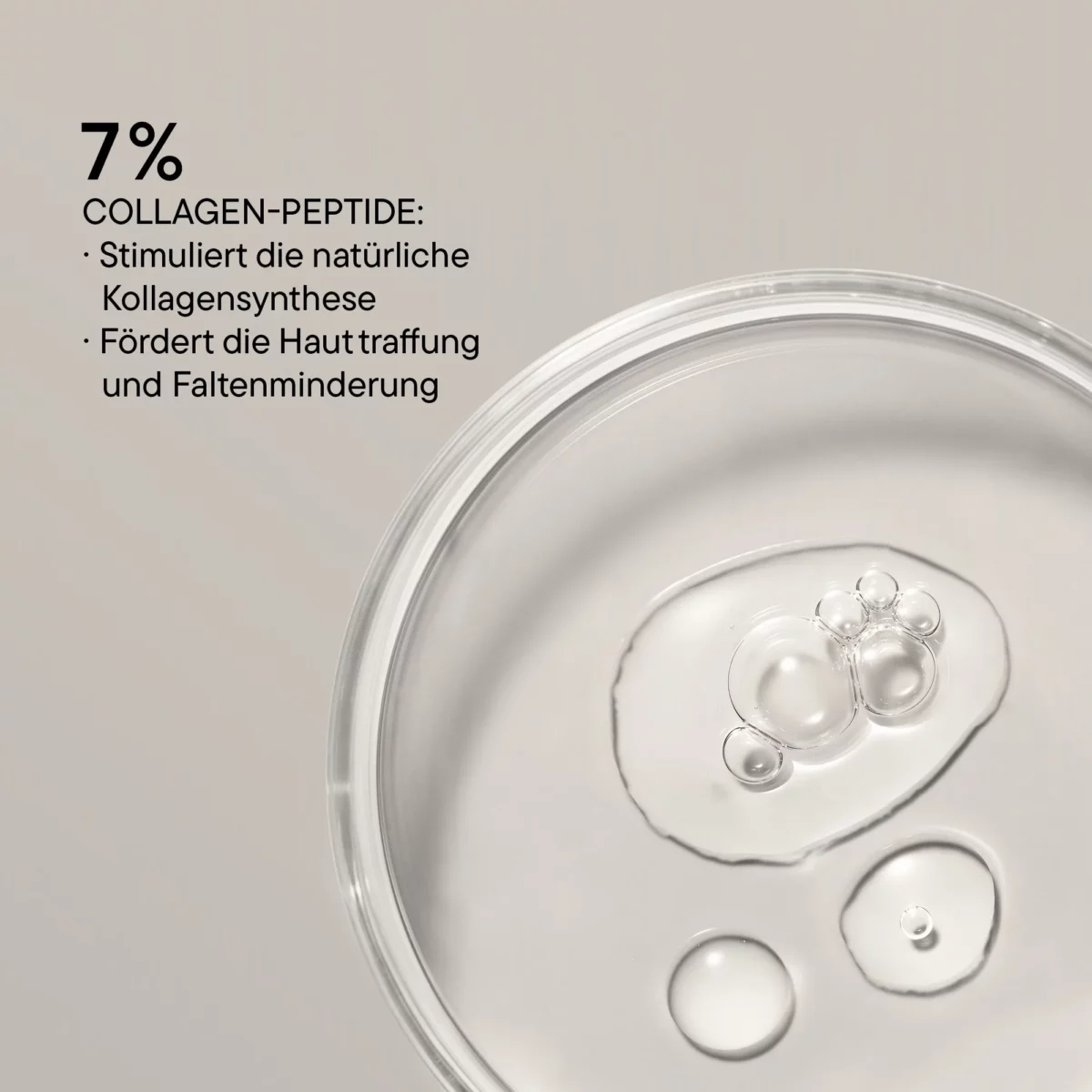 Infografik BABOR Derma Filler Serum mit Serumtropfen: 7 % Collagen-Peptide stimulieren die Kollagensynthese
