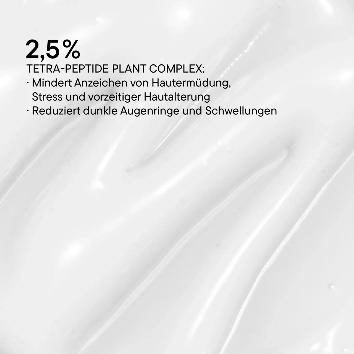 Infografik BABOR Dual Eye Solution: 2,5 % Tetra-Peptide Plant Complex gegen Augenringe, Schwellungen und Müdigkeit