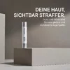 BABOR Dual Eye Solution auf grauem Steinsockel, Kampagnenbild mit dem Titel Deine Haut, sichtbar straffer