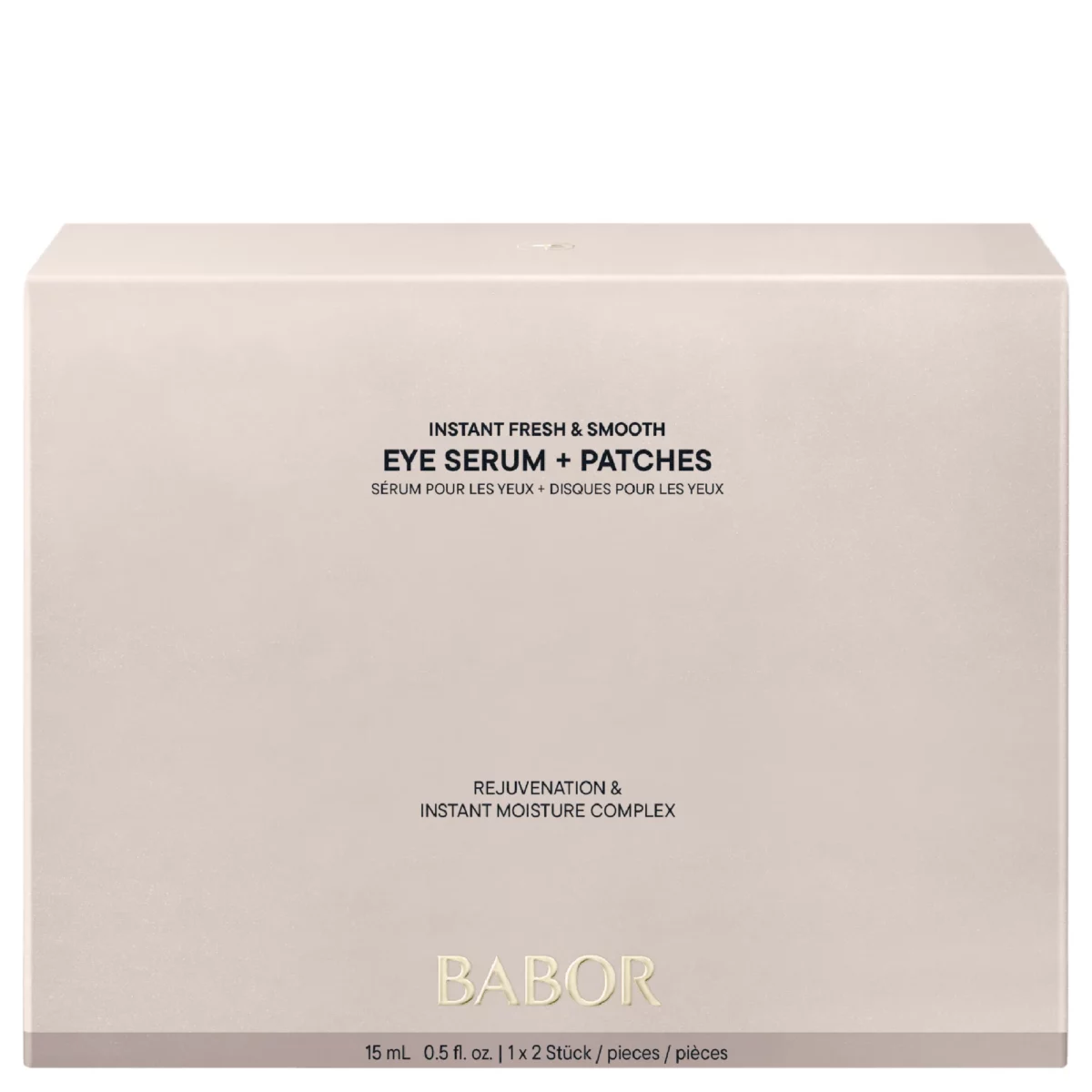 Faltschachtel BABOR Instant Fresh & Smooth Eye Serum + Patches in Beige, 15 ml Serum und zwei Patches