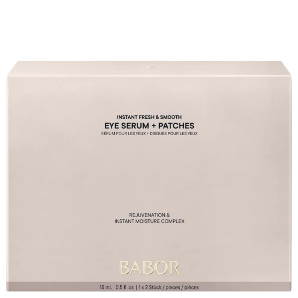 Faltschachtel BABOR Instant Fresh & Smooth Eye Serum + Patches in Beige, 15 ml Serum und zwei Patches