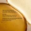 Infografik zum BABOR HSR Bi-Phase Face Oil mit HSR-Lifting-Komplex, Ectoin und botanischen Ölen auf goldenem Öl