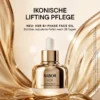 BABOR HSR Bi-Phase Face Oil zwischen goldenen Ölwellen, Kampagnenbild mit dem Titel Ikonische Lifting Pflege