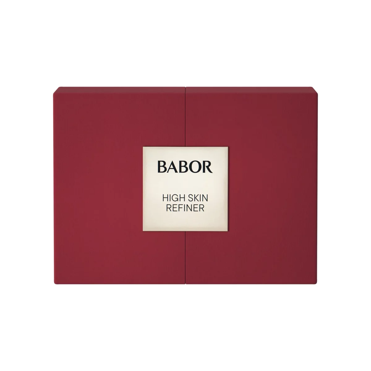 Rote Geschenkbox des BABOR HSR Lifting Gifting Set, geschlossen, mit dem Etikett High Skin Refiner