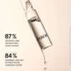 Infographic: BABOR Hydra Plus with a dripping ampoule: 87% see plumper skin immediately, 84% see increased hydration