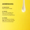 Infographie sur l'utilisation du sérum hydratant BABOR SPF 50+ : nettoyer la peau, laisser agir le sérum pendant 15 minutes, appliquer la crème