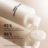 Infographie sur le tonique BABOR Milky Ceramide Toner, à la texture fluide de lait tonifiant : 93 % des personnes ressentent immédiatement une sensation d'hydratation, 86 % constatent un teint éclatant
