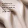 Infografik BABOR Moisture Glow Cream mit Postbiotika, Hyaluronsäure und Glow-Partikeln auf Cremetextur