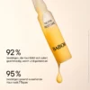 Infographie BABOR Nutri Restore avec ampoule à goutte-à-goutte : 92 % des personnes interrogées constatent immédiatement que leur peau est plus douce, 95 % la trouvent plus saine après 7 jours