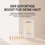 Infografik BABOR Ampoule Serum Concentrates mit Perfect Glow Packung und Ampullen, Der sofortige Boost