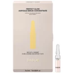 BABOR Perfect Glow Ampoule Serum Concentrate: Faltschachtel 7 x 2 ml mit gelber Grafik und Ampulle daneben