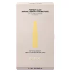 Faltschachtel BABOR Perfect Glow Ampoule Serum Concentrate in Beige mit gelber Ampullengrafik, Vorderseite