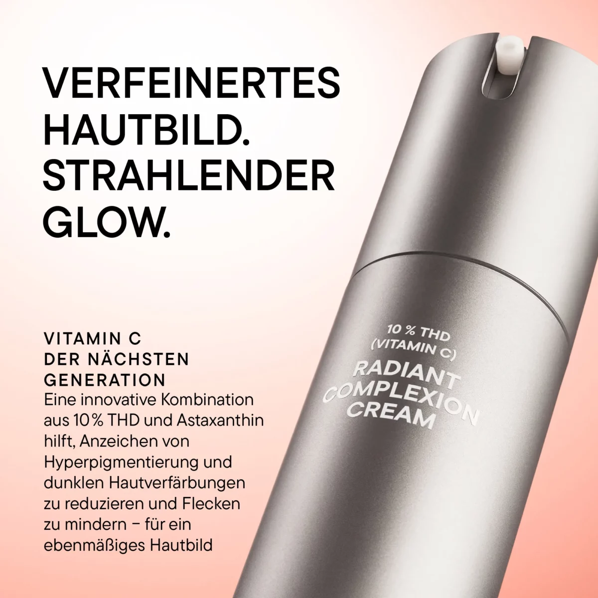 BABOR Radiant Complexion Cream vor rosafarbenem Hintergrund, Kampagnenbild Verfeinertes Hautbild, strahlender Glow