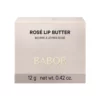 Rosé Faltschachtel der BABOR Rosé Lip Butter mit goldenem BABOR Schriftzug und Inhaltsangabe 12 g