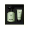 Geöffnetes BABOR Soul & Body Gift Set Agathist mit grüner Body Lotion 250 ml und Body Wash 50 ml