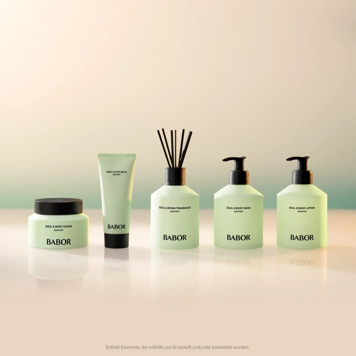 BABOR Soul & Body Scrub Agathist neben Lotion, Wash, Raumduft und weiteren Produkten der Agathist Linie