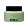 BABOR Soul & Body Scrub Agathist, salbeigrüner Tiegel mit schwarzem Deckel und 200 ml, Vorderseite