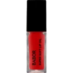 BABOR Super Soft Lip Oil in 02 Juicy Red, Glasflakon mit rotem Öl und schwarzer Kappe, Vorderseite