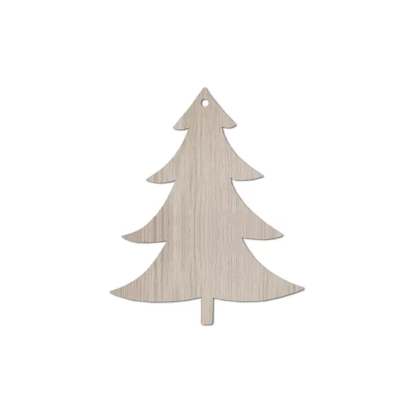 Eulenschnitt Wooden Fir Tree Ornament (Natural), a single wooden fir tree with visible grain and a hole for hanging
