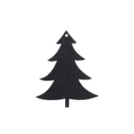 Eulenschnitt Wooden Fir Tree Ornament in Black, a single lacquered wooden fir tree with a hole for hanging on a white background