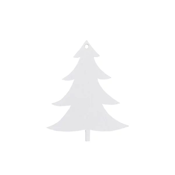 Eulenschnitt Wooden Fir Tree Ornament in White, a single white-painted wooden fir tree with a hole for hanging