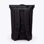 Back of the Ucon Acrobatics Hajo Pro backpack in black showing the padded back panel, shoulder straps and chest strap